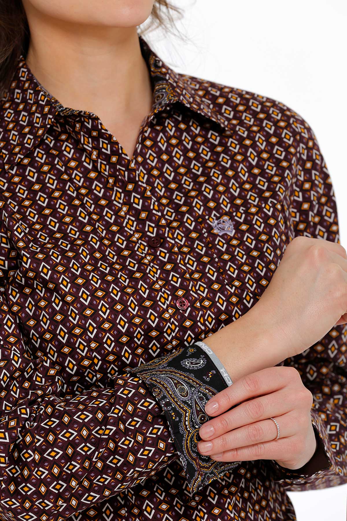 Cinch Women's Purple/Gold Long Sleeve Button Down Shirt
