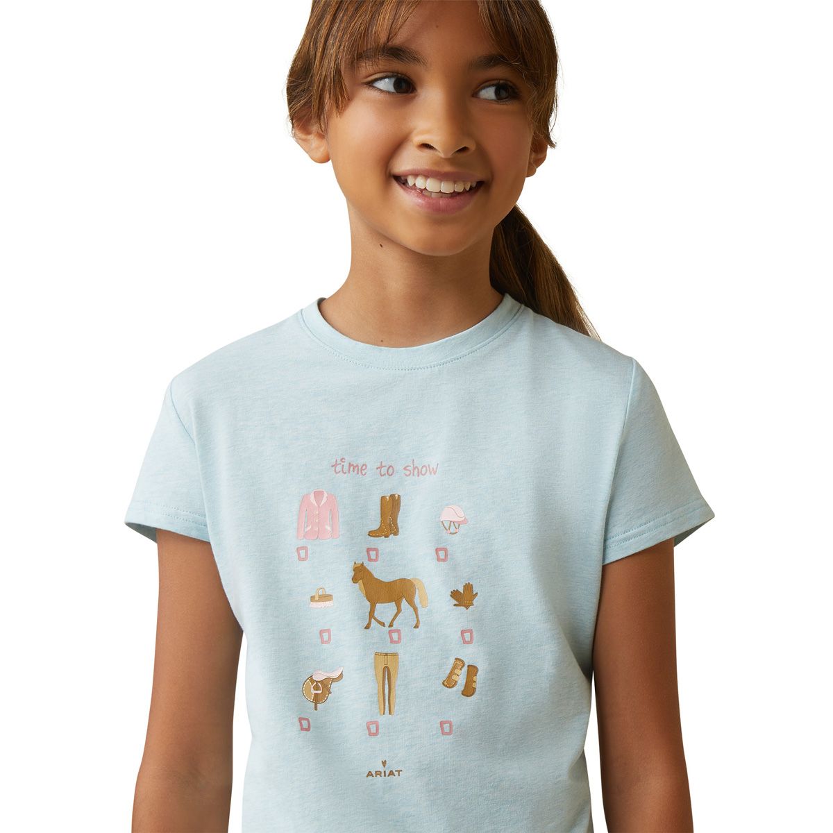 Ariat Kids Time to Show Tee - Heather Mosaic Blue