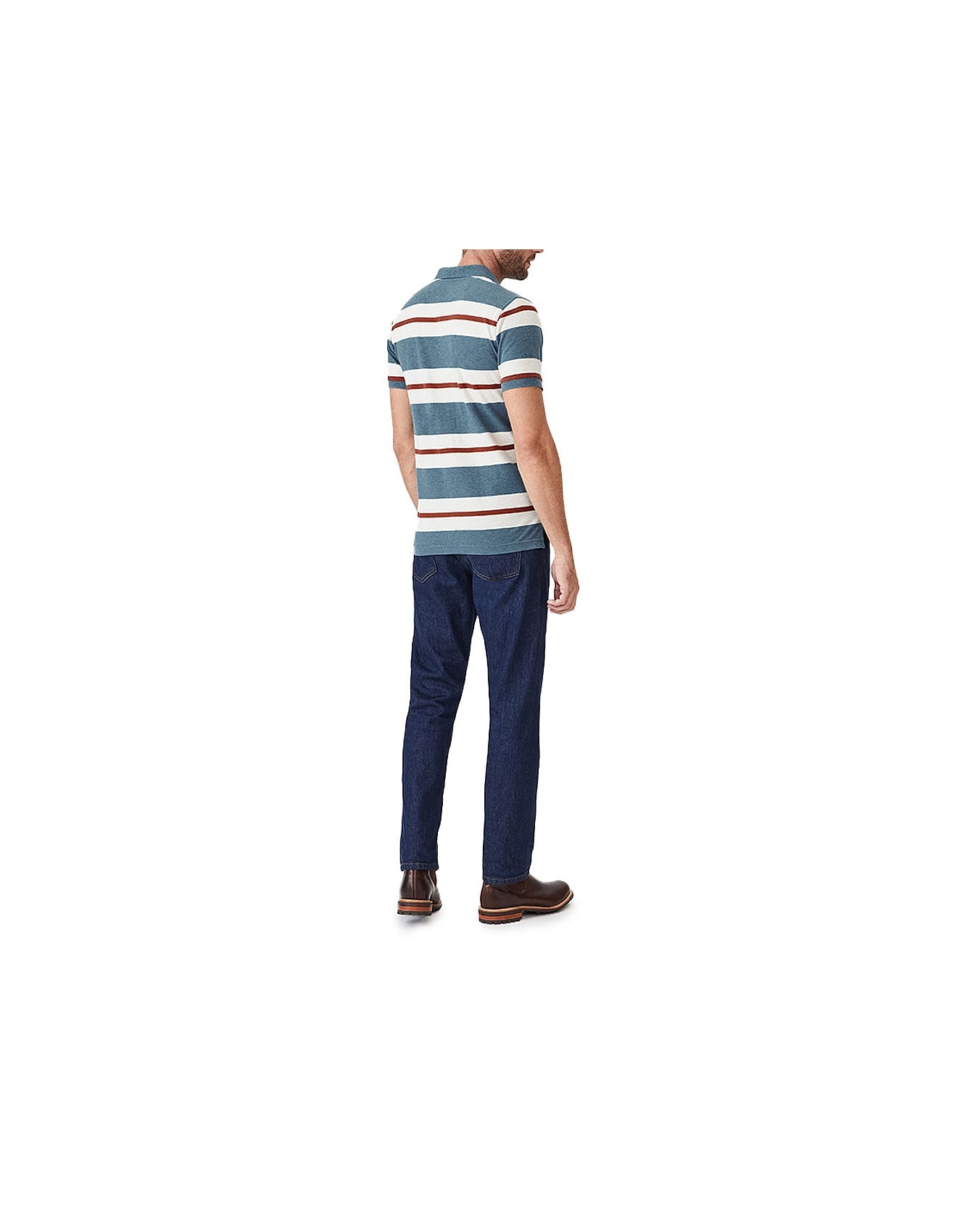 RM Williams Rokewood Polo Blue/White/Red