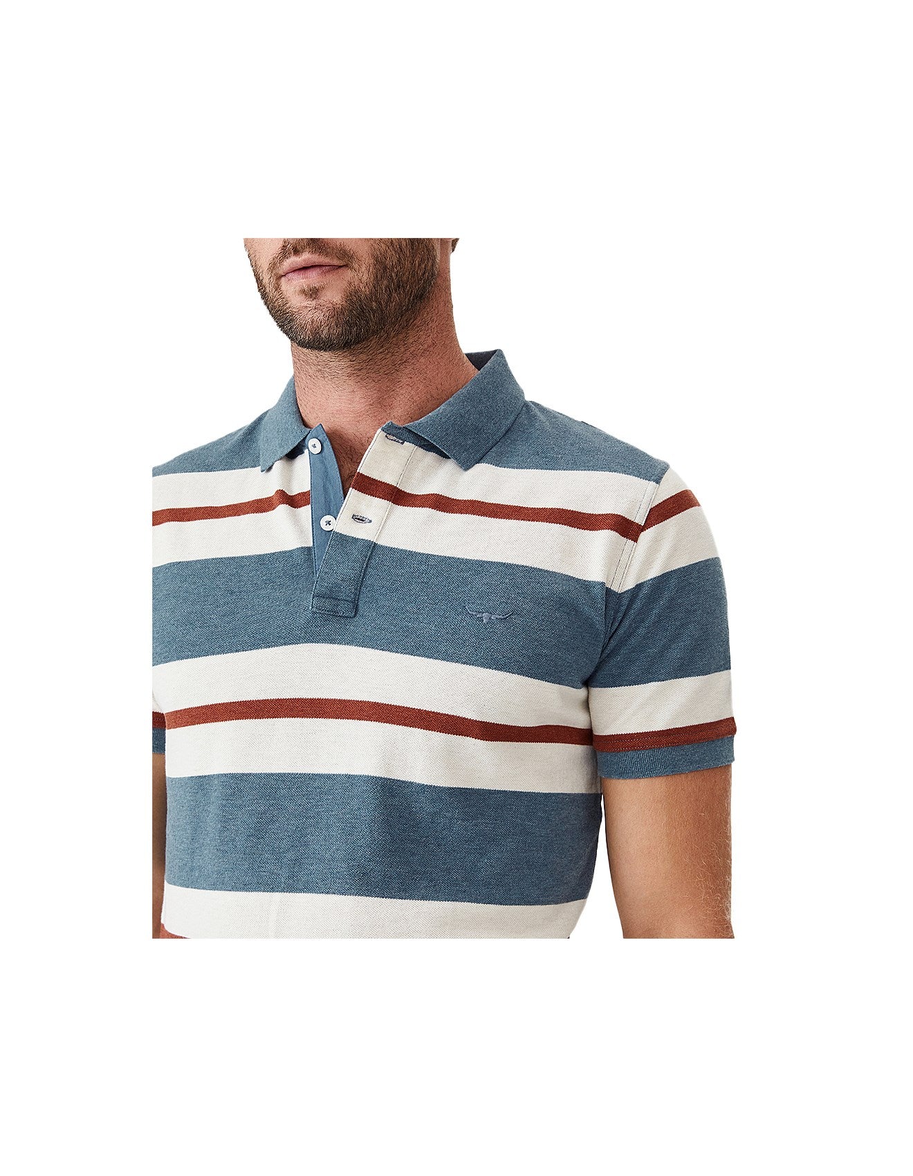 RM Williams Rokewood Polo Blue/White/Red