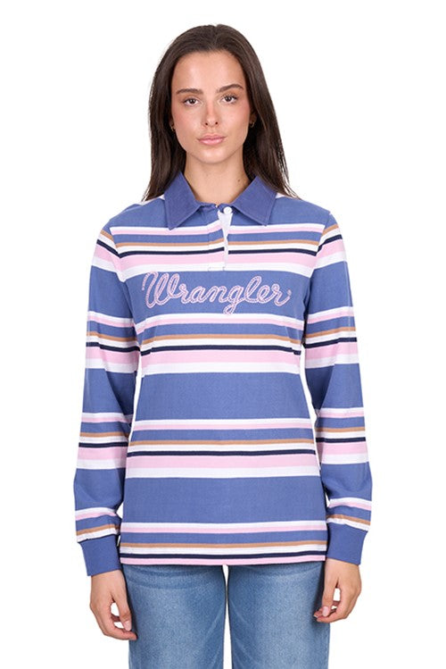 Wrangler Women's Easton Rugby Blue/Pink