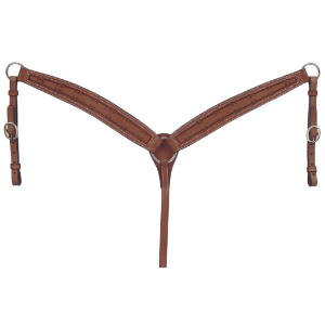 Royal King Barbed Wire Tooled Tapered Breastcollar - Medium Oil