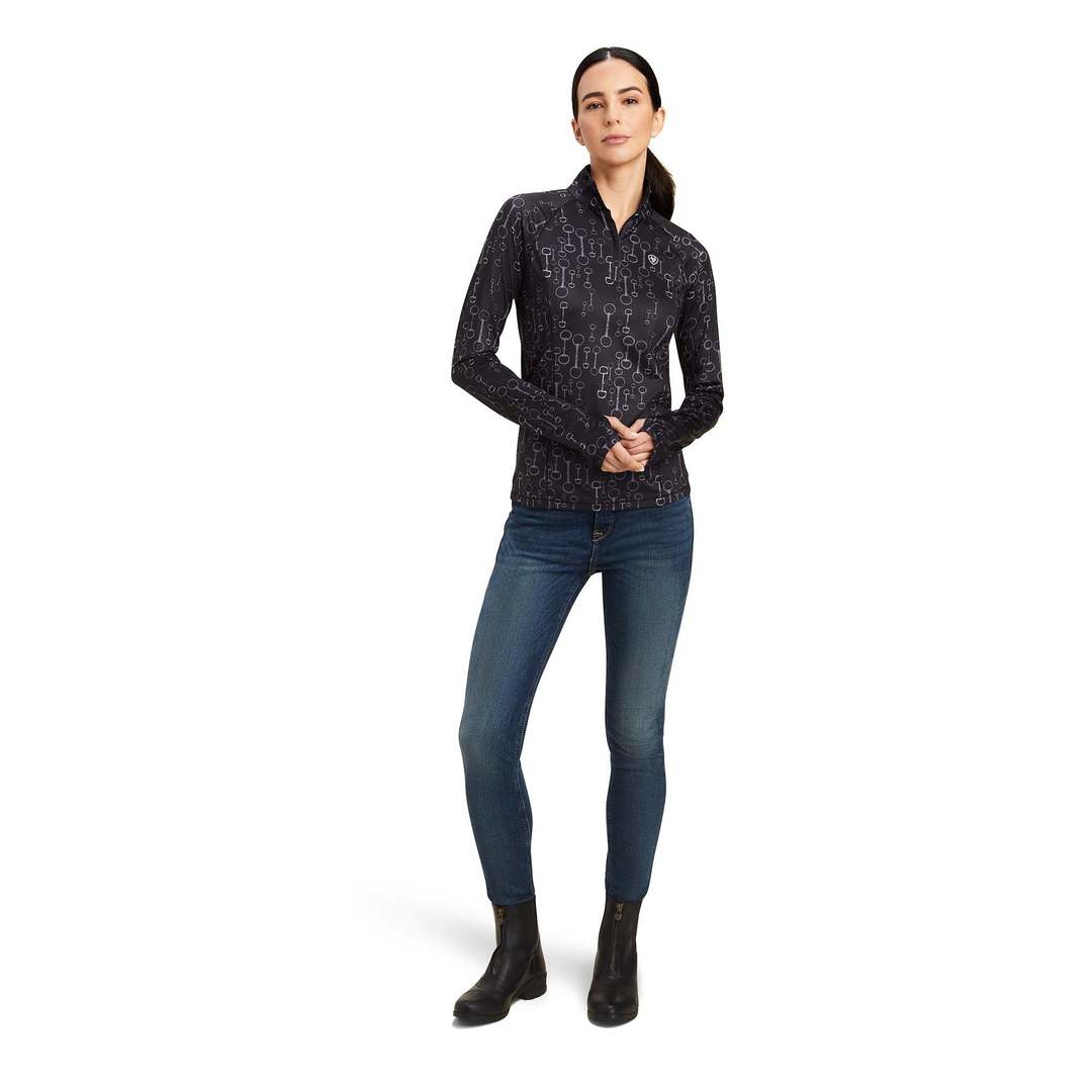 Ariat Wms Lowell 2.0 1/4 Zip Black Bit Print