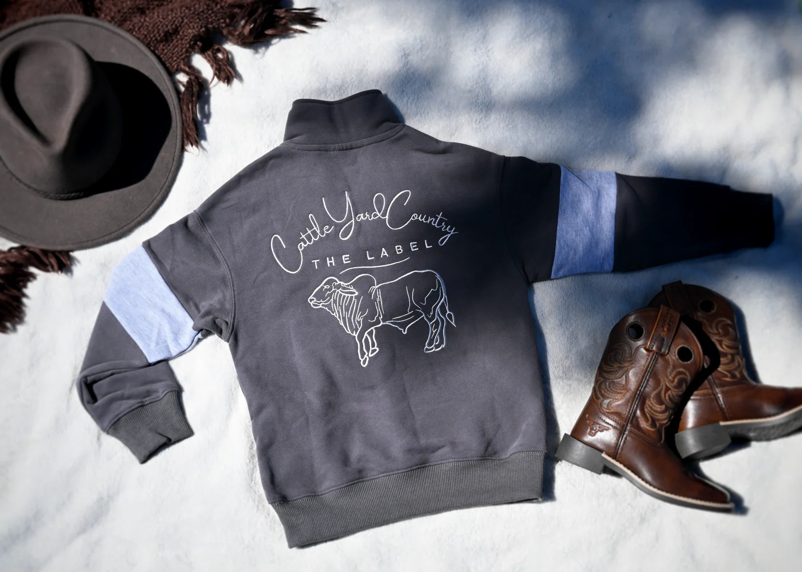 Cattle Yard Country Grey Zip Jumper Kids