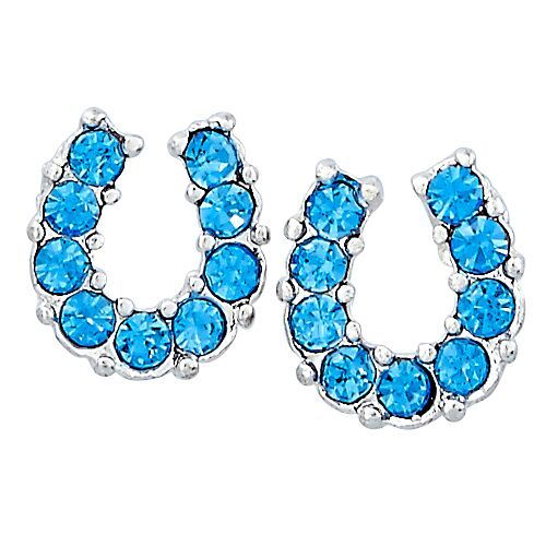 Brigalow Blue Rhinestone Horseshoe Earrings