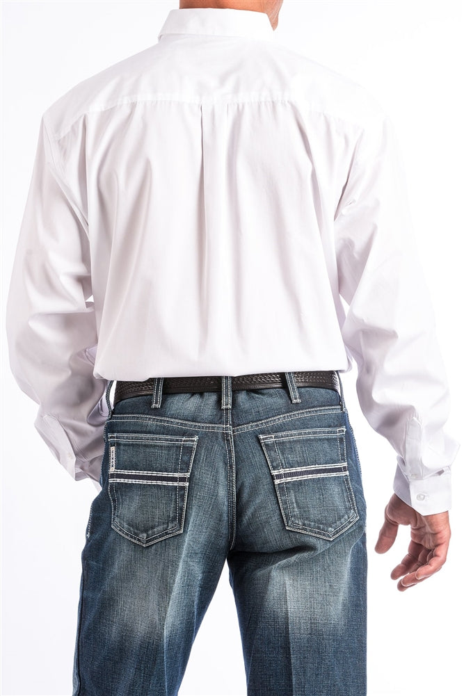 Mens Cinch® Solid White Pinpoint Oxford Buttondown Shirt - White