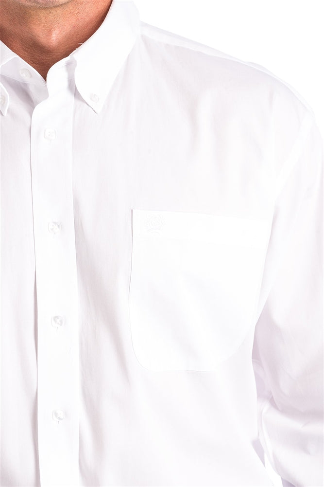 Mens Cinch® Solid White Pinpoint Oxford Buttondown Shirt - White