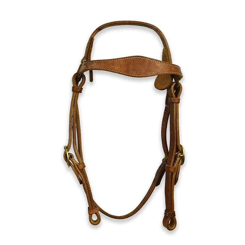 Ezy Ride Bridle Barcoo with Shaped Brow and Brass Buckles Natural Harness