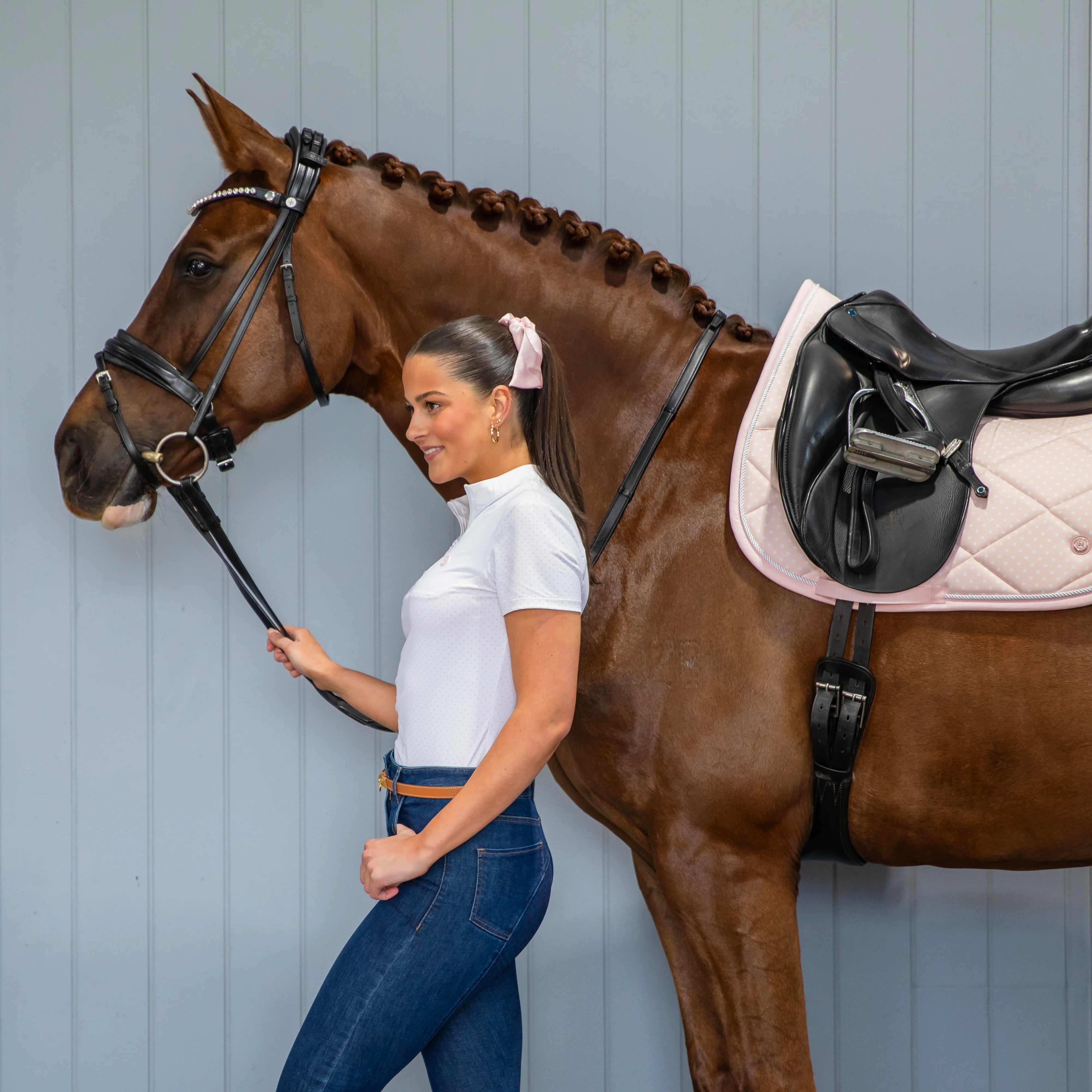 Lara Tweedie Pink Polka Dot Saddle Pad