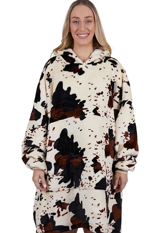 Pure Western Adult Cow Print Snuggle Hoodie