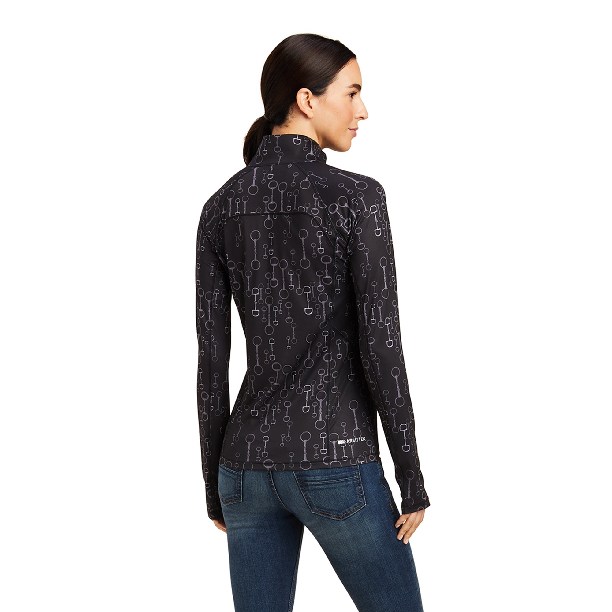 Ariat Wms Lowell 2.0 1/4 Zip Black Bit Print