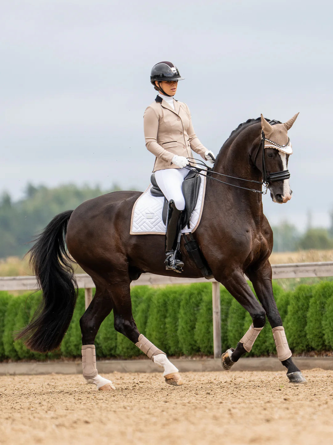 Equestrian Stockholm Dressage Saddle Pad Modern White Sand