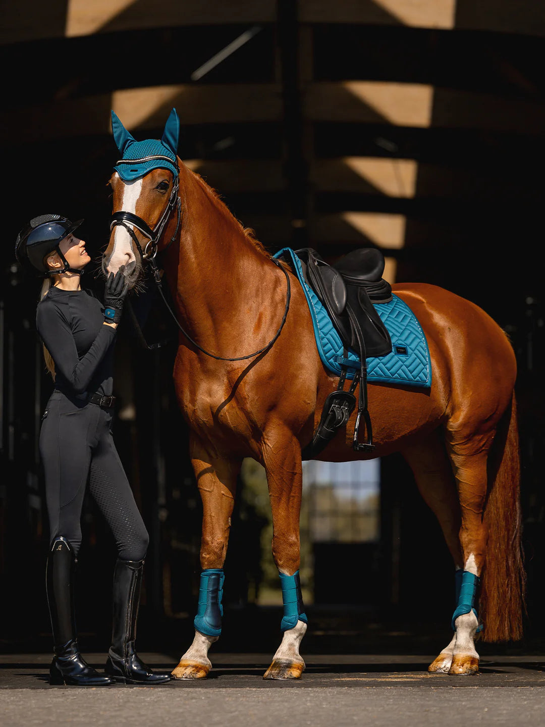Equestrian Stockholm Fly Hood Modern Teal Blue