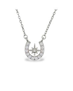 Mountain Creek Jewellery Stirling Silver Necklace with Cubic Zircona Horseshoe