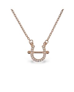 Mountain Creek Jewellery Stirling Silver Necklace with Rose Gold Plated Cubic Zircona Horseshoe
